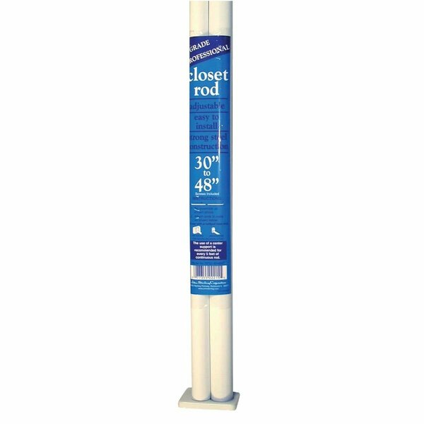 Knape & Vogt John Sterling Closet-Pro 30 In. to 48 In. x 1 In. Adjustable Closet Rod, White PB22-30/48WT